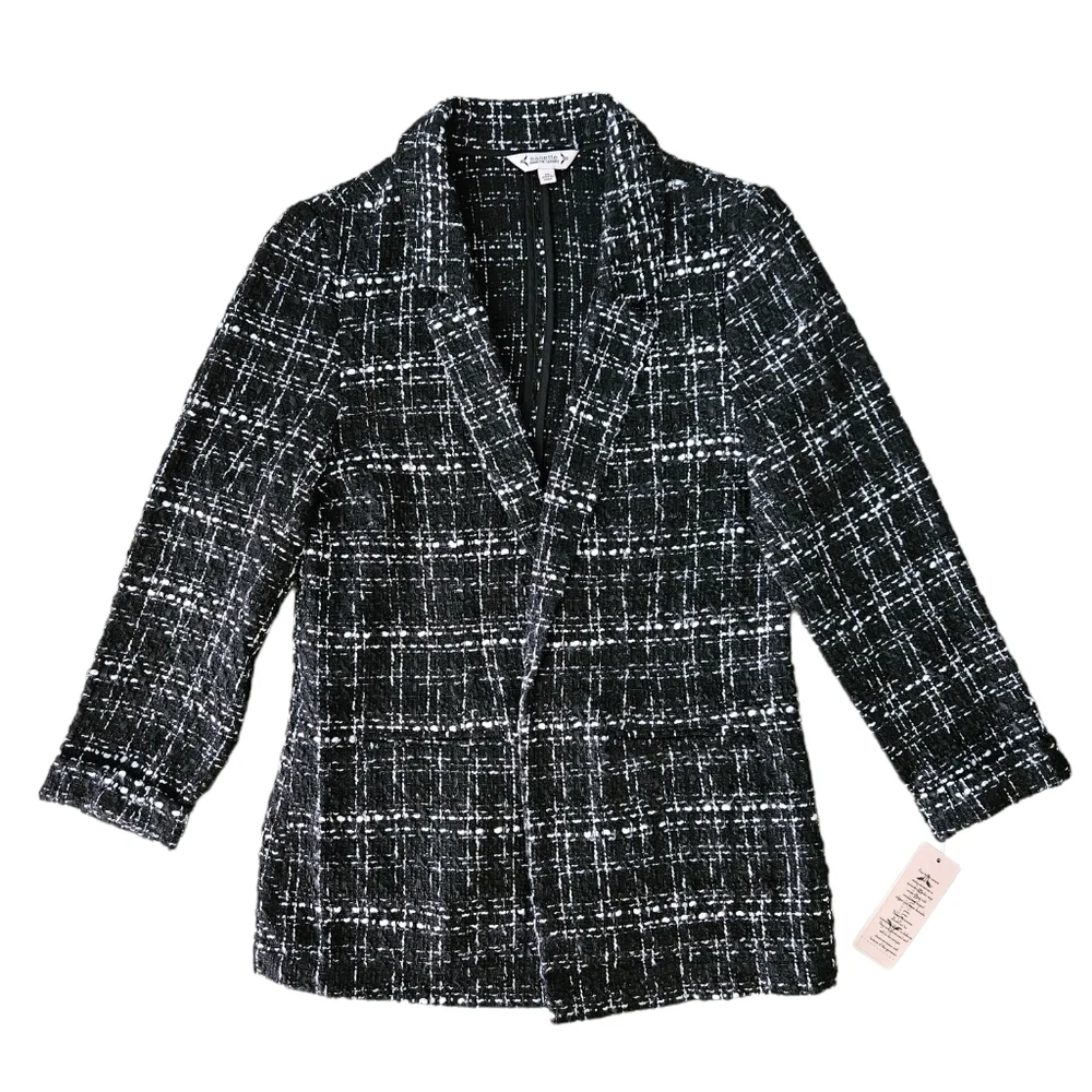 Nanette Lepore Black & White Tweed Blazer Jacket - Picture 2 of 5